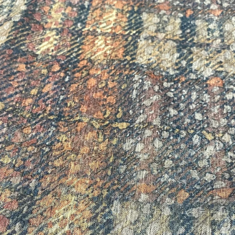 Vintage sheer Multicolor Patterned 59” x 15” Scarf